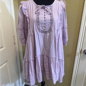 American Eagle Outfitters Lavender Pintuck Ruffle Babydoll Tiered Mini Dress